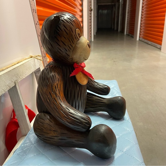 Vintage Solid Wood Jointed Teddy Bear Movable Arms Legs and Head Rare Christmas - Picture 5 of 13